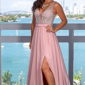 Pink maxi dress with sequins (formal/prom)